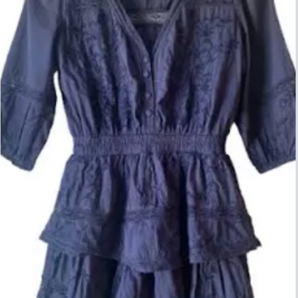 Allison NY Navy Blue Embroidered Ruffle Dress Size M NWOT - Picture 11 of 11